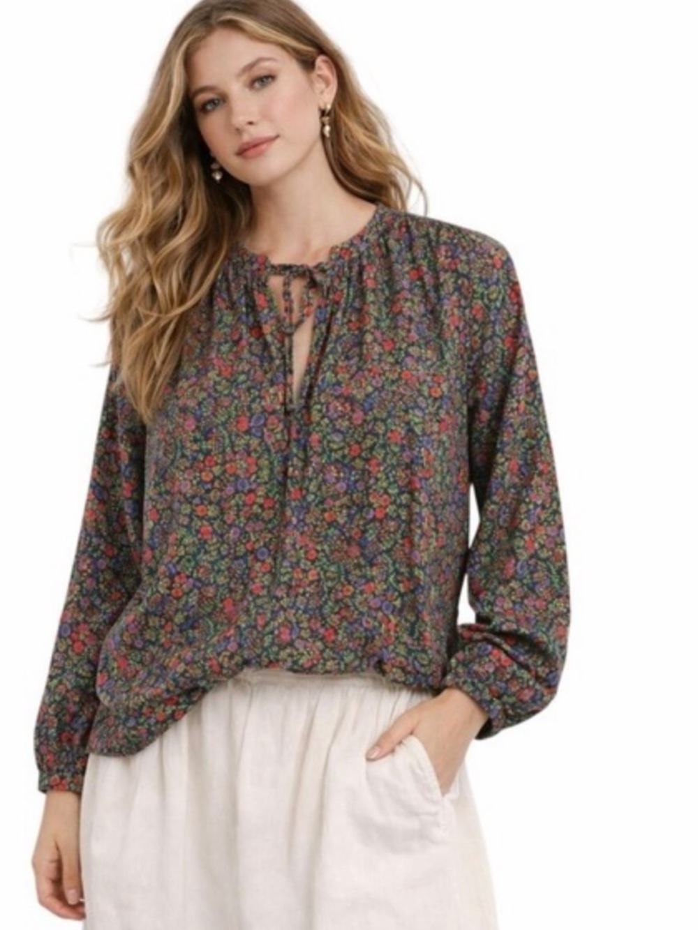 XIRENA Ameli floral print  Blouse  Med EUC